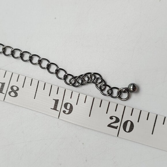 Vintage Yellow Cream Acrylic Teardrop Beaded Necklace With Metal Chain - Picture 6 of 6